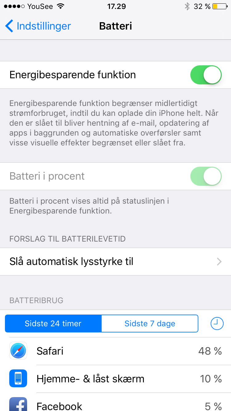 iOS9 batteri sparre funktion