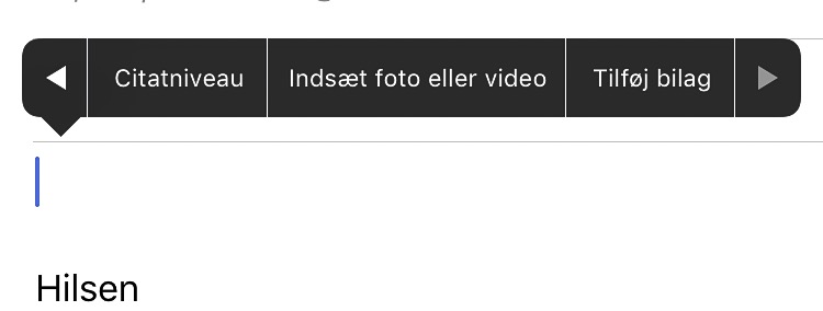 Menuen til vedhæftning af fil i mail